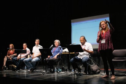 Moira Brennan leads a session at the Theatre Communications Group National Conference in 2010.