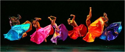 (Taken from the NY Times: Constance Stamatiou, third from left, and other members of the Alvin Ailey company in “Festa Barocca.” Choreographed by Mauro Bigonzetti, it is a suite set to familiar arias by Handel.)